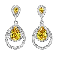 Multi Choice Pear Shape Gemstone 925 Sterling Silver Party Wear Cluster, Accents Dangle Drop Earrings