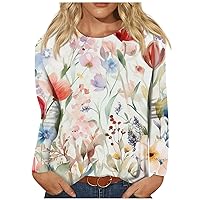 Shirts for Women Long Sleeve Plus Sized Floral Printed Bohemia Tops 2024 Spring Fashion Baggy Tunic Blouse