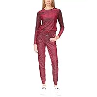 Michael Michael Kors Women’s Velvet Shimmer Long Sleeve Top Dark Ruby Medium