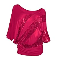 Glistening Sequin Cocktail Club Party Top Shimmer Glam Glitter Plus Size T-Shirt