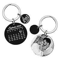 Custom Engraved Photo Personalized Date with Love U To The Moon & Back Stainless Steel Dog Tag Keychain