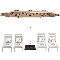 SUPERJARE 13FT Outdoor Patio Umbrella with Base Included, Double Sided Pool Umbrellas with Fade Resistant Canopy, Large Table Umbrella for Deck, Market, Backyard