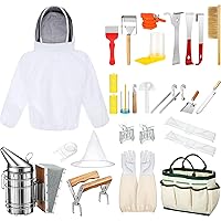 30 Pcs Beekeeping Supplies Bee Hive Equipment Bee Keeping Starter Kit Bee Keeper Supplies All with Jacket Beehive Kit Bee Smoker Kit Uncapping Tool for Beginners and Professional Beekeepers