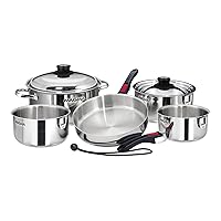 Magma Products, A10-360L-IND, 10 Piece Gourmet Nesting Stainless Steel Cookware Set, Induction Cooktops, Silver