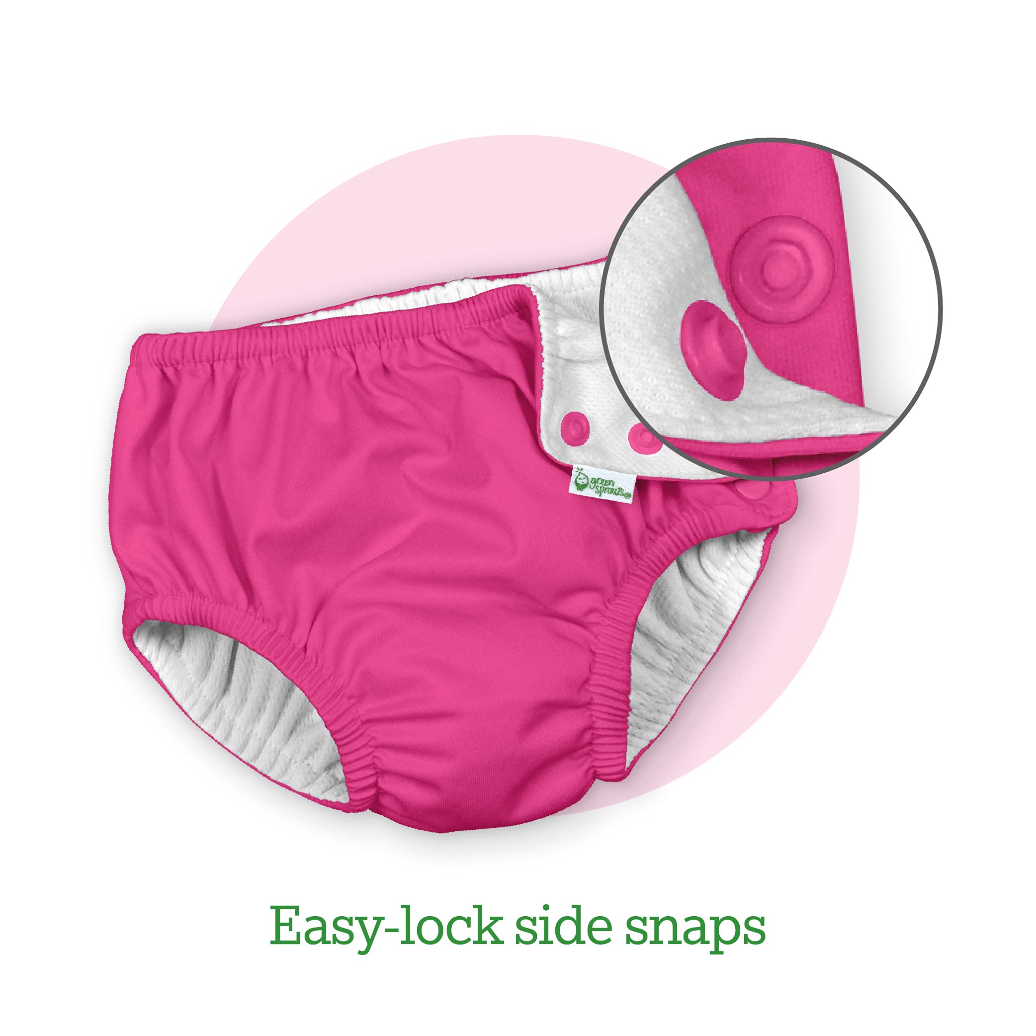 i play. by Green Sprouts Baby Snap Reusable Swim Diaper, Hot Pink, 6 Months