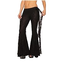 Lace Bell Bottom Pants with Side Drapes