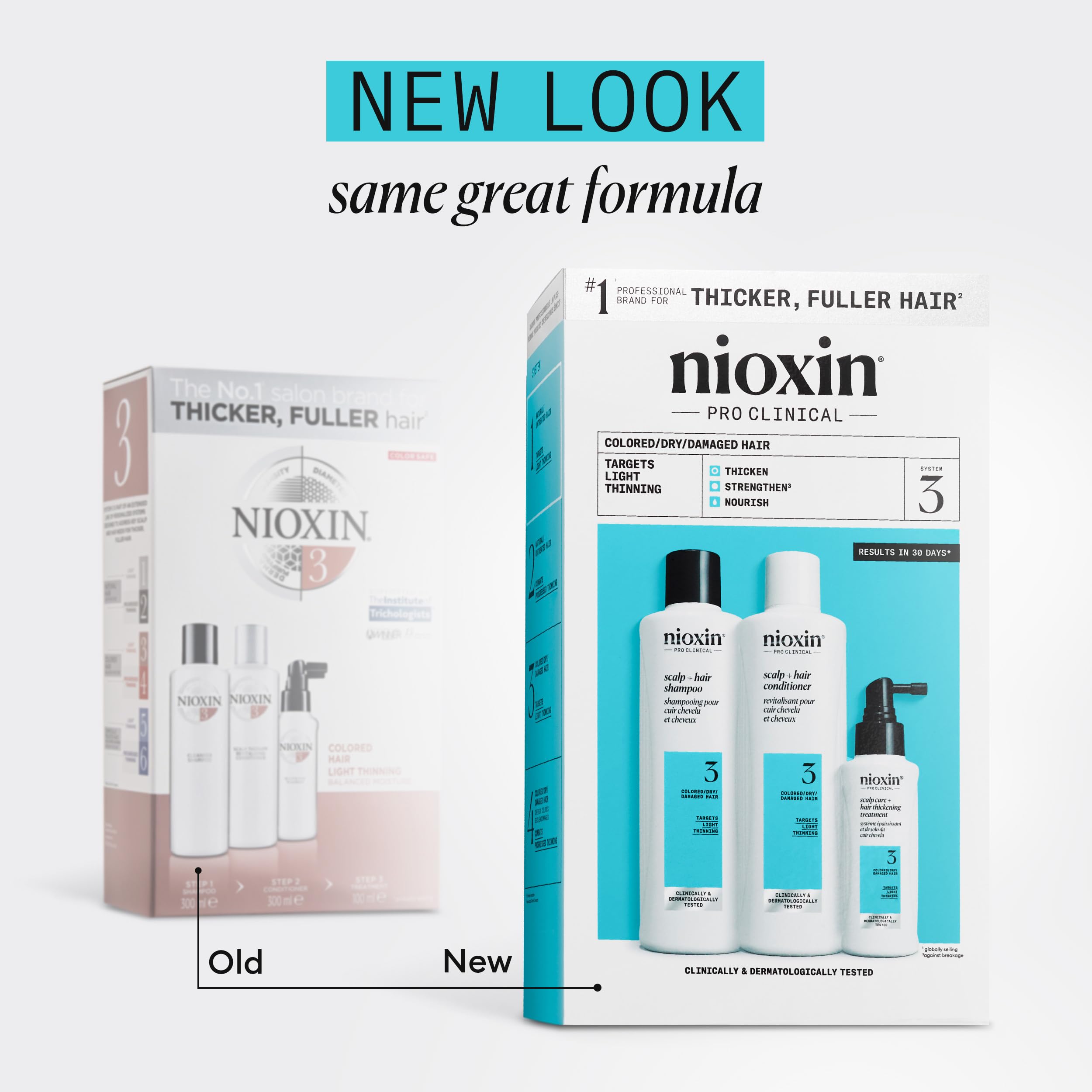 Nioxin Scalp + Hair Thickening System 3, For Damaged Hair With Light Thinning, Trial Kit, 1 Month Supply