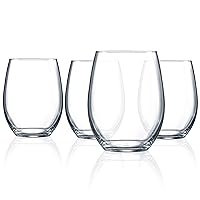 ARC International Cachet 21 Ounce Stemless Wine Glass, Set of 4, 4 Count (Pack of 1), Clear