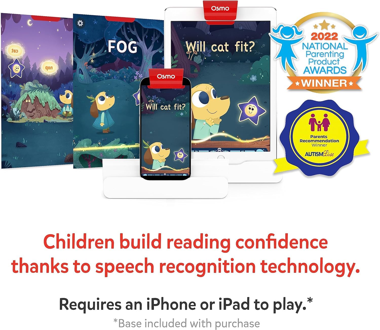 Osmo - Reading Adventure - Beginning to Read Kit for iPad & iPhone - 12 Books - Ages 5-7 - Builds Reading Proficiency, Phonics, Learn to Read, Comprehension & Sight Words (Osmo Base Included)