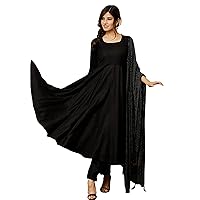 Women's Solid Rayon Casual Wear Lightweight and Comfortable Kurta with Gold Dot Dupatta Set (V_861)