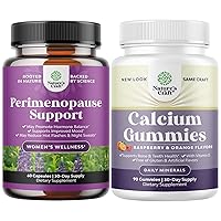 Bundle of Perimenopause Supplement for Women -Multibenefit Menopause Relief for Women and High Absorption Calcium Gummies for Women with Vitamin D3 for Bone Health and Immune Support