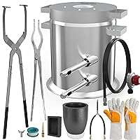 Nelyrho 20KG Large Propane Melting Furnace Kit with Two Crucible Tongs, Full Stainless Steel Foundry Kiln Smelting Gold Silver Copper Aluminum Metal Recycle Smelting Forge Casting Tool
