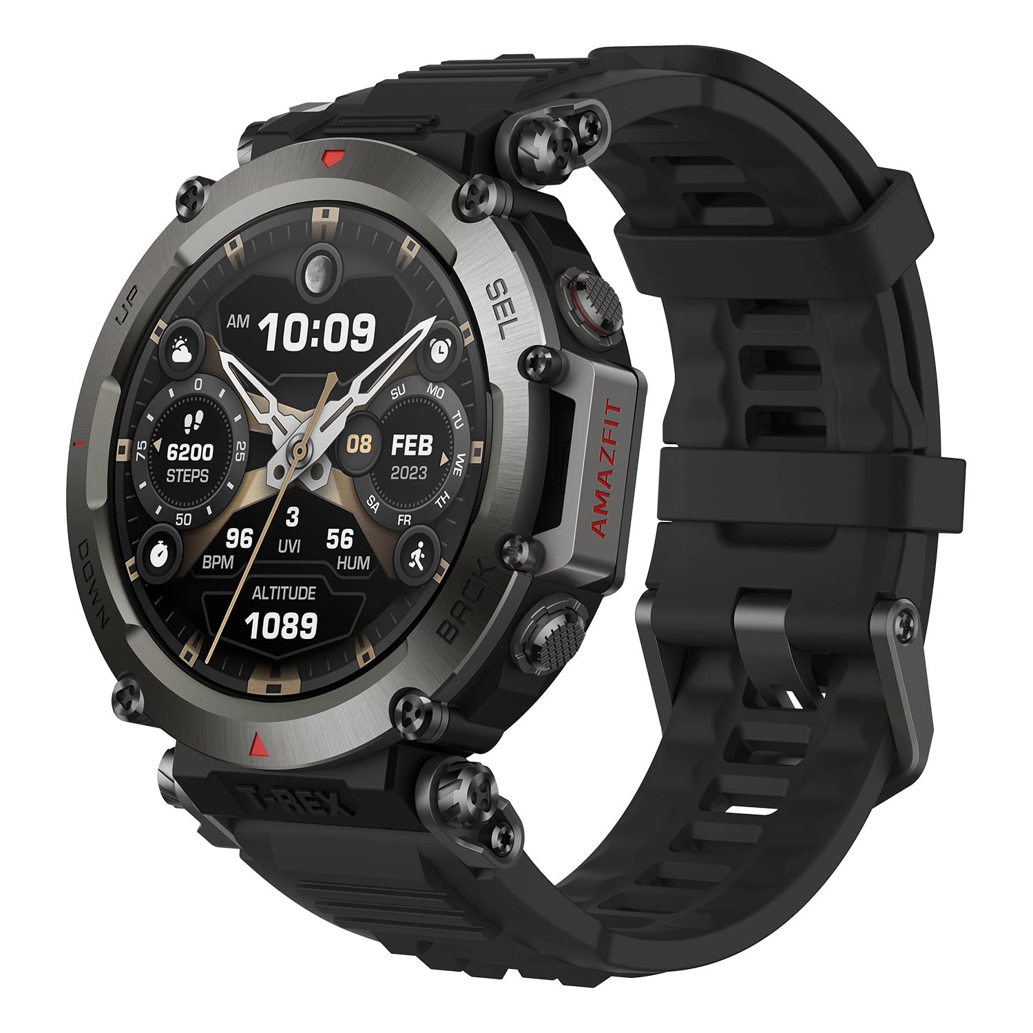 Amazfit T-Rex Ultra Smart Watch for Men, 20-Day Battery Life, 30m Freediving, Dual-Band GPS & Offline Map Support, Mud-Resistant & 100m Water-Resistant, Military-Grade Outdoor GPS Sports Watch, Black