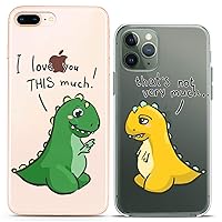 Matching Couple Cases Compatible for iPhone 15 14 13 12 11 Pro Max Mini Xs 6s 8 Plus 7 Xr 10 SE 5 Friends Clear Cover Love Unique I Love You This Much Design Dino T-Rex Slim fit Print Flexible