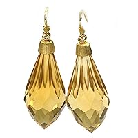 18k Yellow Gold Genuine Citrine and Diamond Earrings (H-I, I1-I2)