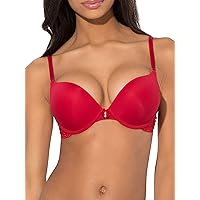 Smart & Sexy Women's Maximum Cleavage Underwire Bra Fashion Colors, No No Red Lace With Wings, 36C