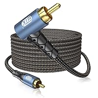 EMK RCA Subwoofer Cable 90 Degree RCA to RCA Audio Cable 24K Gold-Plated Nylon Braided Double Shielded Digital Analogue Supports Amplifiers,Home Theater,Hi-Fi Systems,Subwoofer(25ft/8m)
