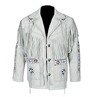 Men's Native American Traditional Cowboy Western Fringed Suede jacket