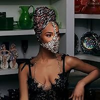 Crystal Party Face Mask Chain and Sexy Rhinestone Chest Chain Bra Body Jewelry Costume Accessories