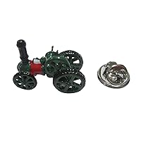 Green Toned Steam Powered Tractor Engine Lapel Pin