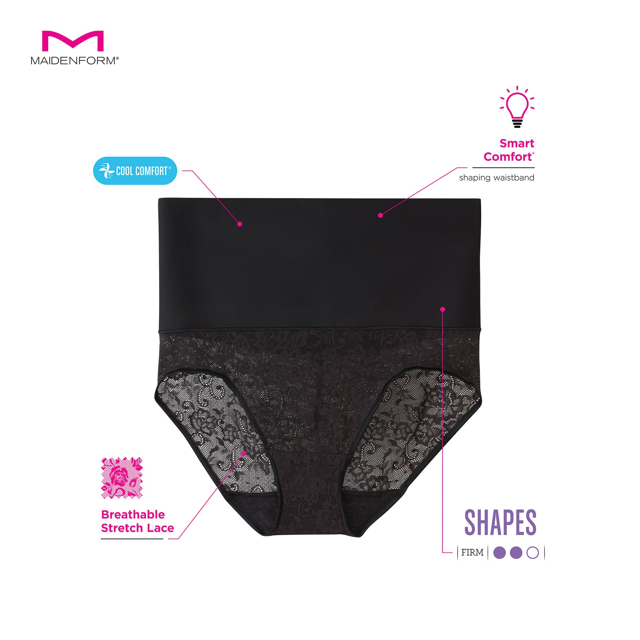 Maidenform Women's Tame Your Tummy Shaping Lace Brief with Cool Comfort Dm0051
