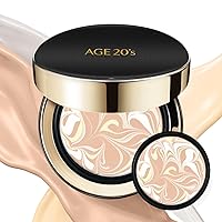 AGE 20's Signature Intense Sunscreen SPF 50+ Foundation, Natural Coverage, Cushion Korean Makeup, 71% Essence Natural Dewy Finish, Refill Included, 13 Ivory (0.49 oz x2 ea)