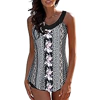 AODONG Ladies Plus Size Swimsuits Modest Tankini Swimsuits for Women Athletic Tank Top with Boyshorts Swimwear