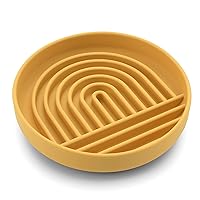 The Slowdown Bowl - Silicone Slow Feeder for Dogs & Puppies, Slow Eating, Modern Lick Mat Design, Reduces Gulping, Dishwasher Fit, for All Breed, Mealtime Challenge, Medium-Honey