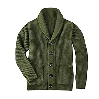 Army Green Cardigan Sweater Men Extra Coarse Wool Coat Thicken Warm Casual Button Up Coat