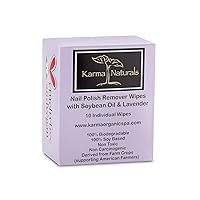 Karma Organic Natural Nail Polish Remover Wipes with Soybean and Lavender Oil, 100% Soy Based, Non-Toxic, Vegan, Cruelty-Free – Pack of 10