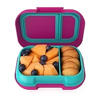 Bentgo® Kids Snack - 2 Compartment Leak-Proof Bento-Style Food Storage for Snacks and Small Meals, Easy-Open Latch, Dishwasher Safe, and BPA-Free - Ideal for Ages 3+ (Fuchsia/Teal)