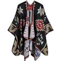AONTUS Shawls Wraps Poncho Cardigan Cape Knitted Cover Ups Vintage Scarfs Sweater for Womens