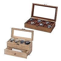 Watch Box Case Organizer Display Storage with Jewelry Drawer for Men Women Gift, Burlywood Wood C46YDT7Z 9S649QGM