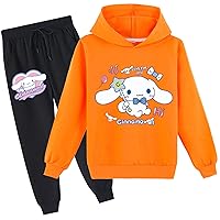 Children Cotton Hoodie Set,Kids Casual Long Sleeve Pullover Tops with Sweatpants,Loose Fit Sweatsuit for Girls