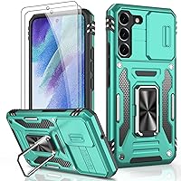 LUMARKE for Galaxy S23 FE Case with Camera Cover,Galaxy S23 FE Cover with Screen Protector Pass 16ft Drop Test Military Grade Protective Phone Case with Kickstand for Samsung Galaxy S23 FE Turquoise