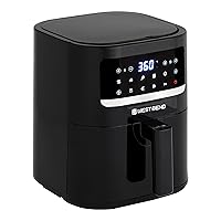 West Bend Compact Air Fryer 5-Quart Capacity with Digital Controls and 10 Cooking Presets, Nonstick Frying Basket, 1500-Watts, Black