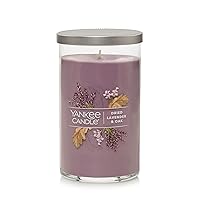 Yankee Candle Dried Lavender & Oak​ Signature Medium Pillar Candle - 14.25oz, Medium Purple - Soy Wax Blend, Metal Lid Coaster - Home & Kitchen Décor
