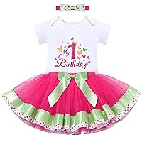 IBTOM CASTLE Baby Girl 1st Birthday Cake Smash Floral Butterfly Outfit Sequin Princess Romper+Tutu Skirt+Headband Photo Shoot