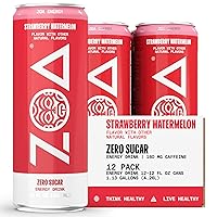 Zero Sugar Energy Drinks, Strawberry Watermelon - Sugar Free with Electrolytes, Healthy Vitamin C, Amino Acids, Essential B-Vitamins, and Caffeine from Green Tea - 12 Fl Oz (12-Pack)