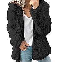 Winter Coats for Women,Plush Fluffy Teddy Warm Jacket with Pockets,Casual Thickened Fuzzy Fleece Faux Fur Coat