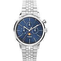 Timex Men's Marlin Moon Phase 40mm Watch - Stainless Steel Bracelet Blue Dial Stainless Steel Case