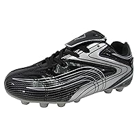 Vizari Striker FG Soccer Shoes | Firm Ground Cleats for Outdoor Surfaces and Fields | Lightweight and Easy to wear Youth Outdoor Soccer Cleats | Black/Silver | 9.5 Toddler
