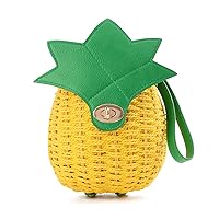 Oweisong Cute Straw Purse for Women Pineapple Strawberry Woven Shoudler Bag Beach Fruit Crossbody Bag for Summer Vacation