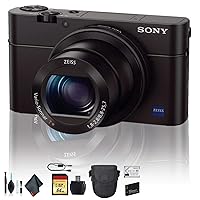 Sony Cyber-Shot DSC-RX100 IV Camera DSCRX100M4/B with Soft Bag, Additional Battery, 64GB Memory Card, Card Reader, Plus Essential Accessories