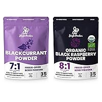 Jungle Powders Black Currant 5oz Bag and Organic Black Raspberry Bundle Powder 5oz Bag Bundle - Superfood Pack for Smoothies, Baking, and Flavoring