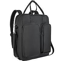 Women's Convertible Daypack Large Tote Bag for Women with Laptop Compartment College Backpack for Men Business Work Computer Backpack fits 17 Inch Black