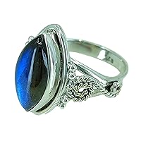 Navya Craft Labradorite Marquise 925 Sterling Silver Ring Christmas Anniversary Birthday Valentine Wife Mother's Day Sister Gift