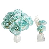 Turquoise Blue Rose Mulberry Paper Flower with Reed Diffuser Stick for Home Fragrance Accessories. (Set of 10 Roses) by Plawanature