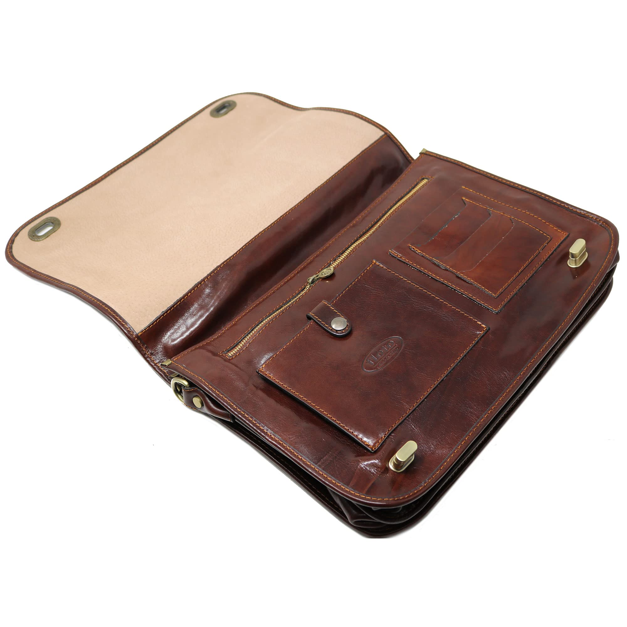 Floto Roma Leather Briefcase for Men Laptop Messenger Bag