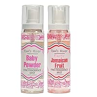 Fine Fragrance Mist Set - Baby Fresh Powder & Jamaican Fruit- 2 fl oz/60ml (Pack of 2) - Long-Lasting Body Spray for Daily Use - Gentle Perfume for Men & Women,Elegant and Affordable Fragrance